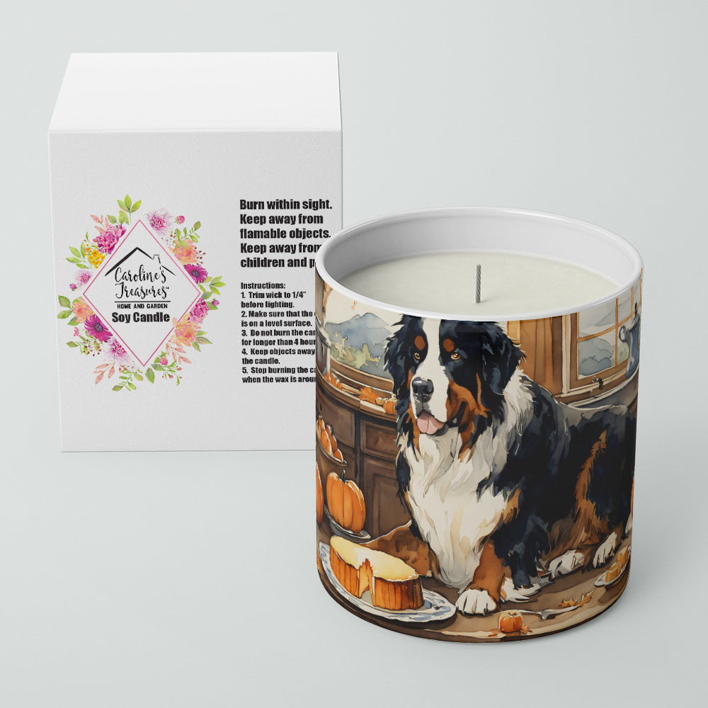 Bernese Mountain Dog Fall Kitchen Pumpkins Decorative Soy Candle Nature Soy Wax Essential Oil Home Decor Ideal for Bedroom Kitchen Bath Office Gift, 10 oz
