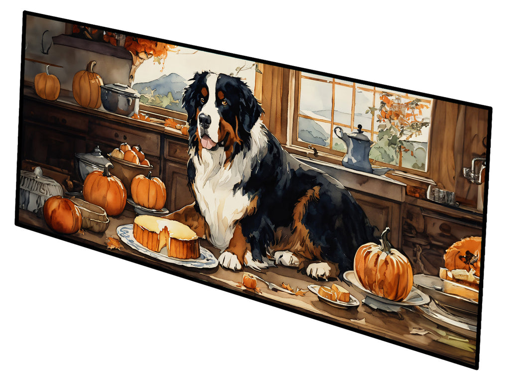 Bernese Mountain Dog Fall Kitchen Pumpkins Runner Mat 28x58 Front Door Mat Indoor Outdoor Rugs for Entryway Hallway Foyer Non Slip Washable Wide Doormat