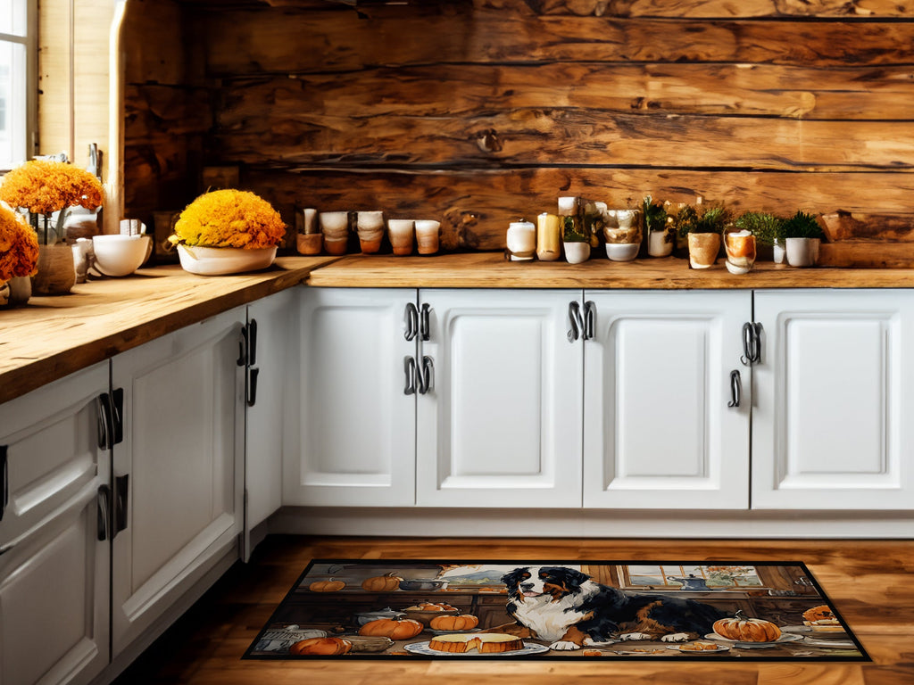 Bernese Mountain Dog Fall Kitchen Pumpkins Runner Mat 28x58 Front Door Mat Indoor Outdoor Rugs for Entryway Hallway Foyer Non Slip Washable Wide Doormat