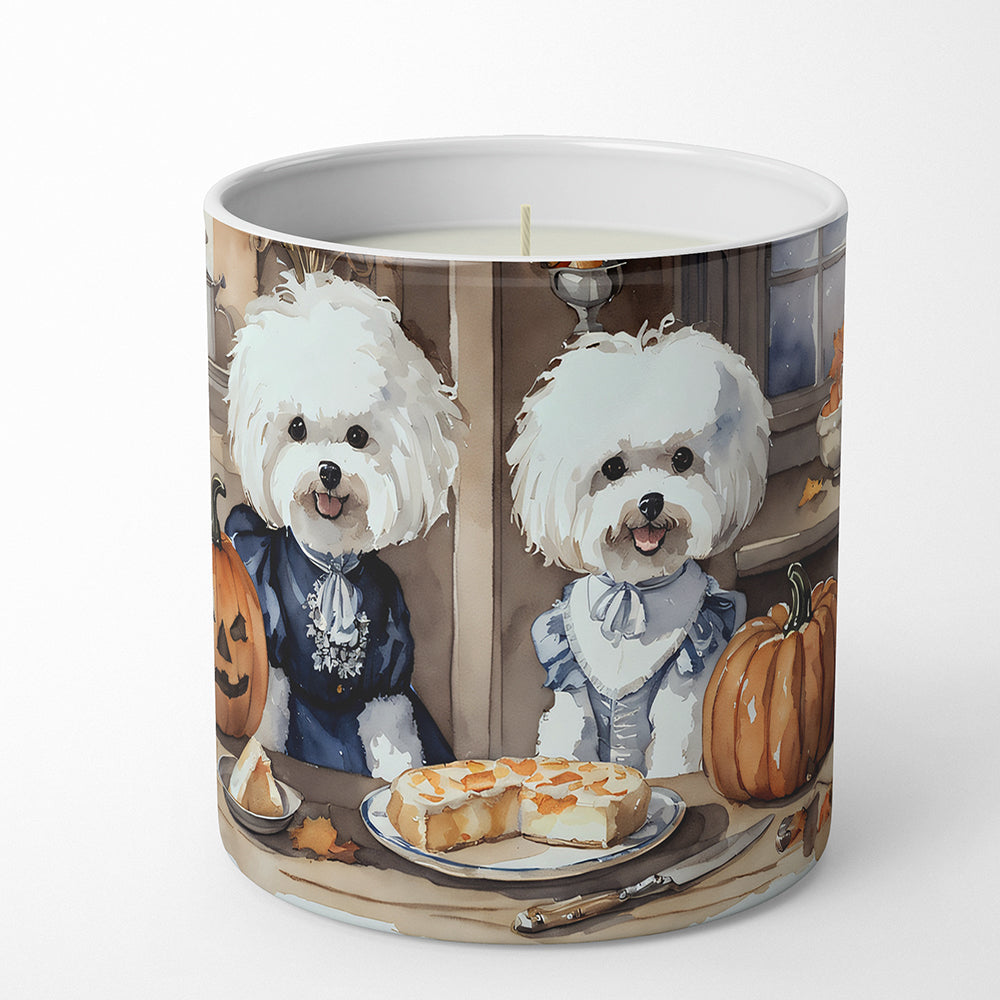 Bichon Frise Fall Kitchen Pumpkins Decorative Soy Candle Nature Soy Wax Essential Oil Home Decor Ideal for Bedroom Kitchen Bath Office Gift, 10 oz