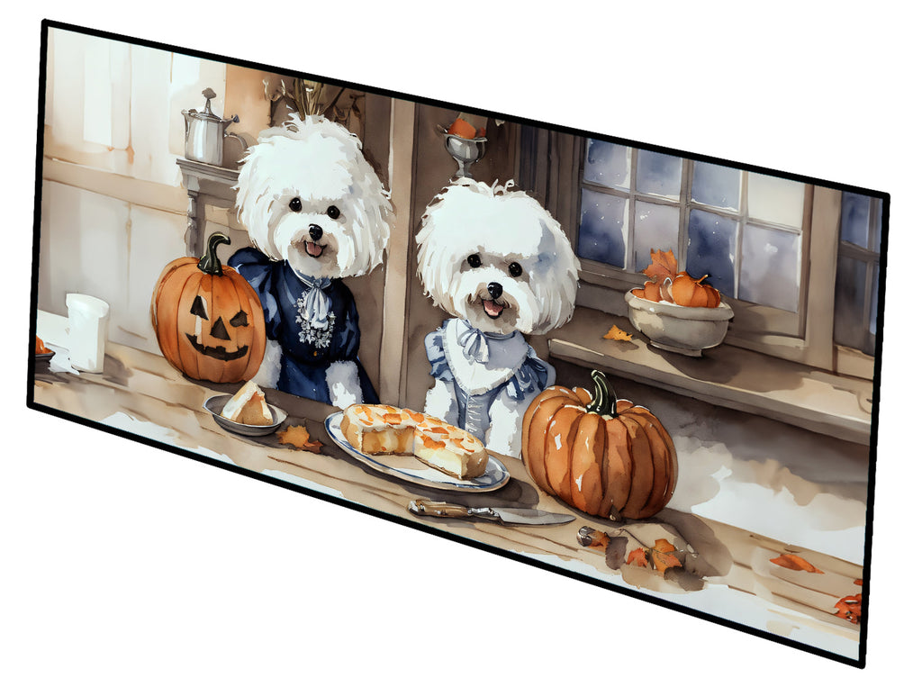 Bichon Frise Fall Kitchen Pumpkins Runner Mat 28x58 Front Door Mat Indoor Outdoor Rugs for Entryway Hallway Foyer Non Slip Washable Wide Doormat