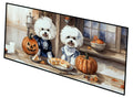 Bichon Frise Fall Kitchen Pumpkins Runner Mat 28x58 Front Door Mat Indoor Outdoor Rugs for Entryway Hallway Foyer Non Slip Washable Wide Doormat