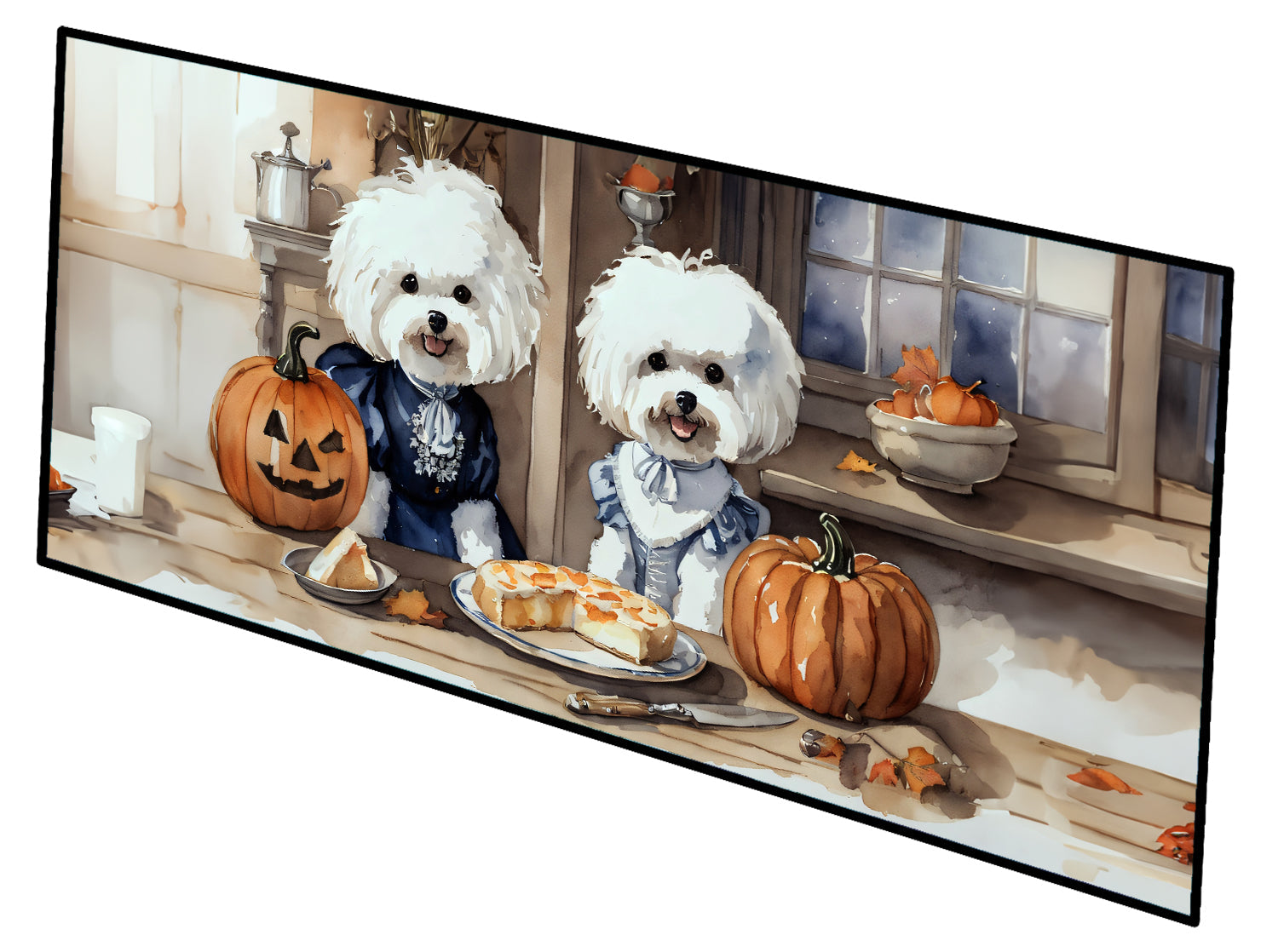 Bichon Frise Fall Kitchen Pumpkins Runner Mat 28x58 Front Door Mat Indoor Outdoor Rugs for Entryway Hallway Foyer Non Slip Washable Wide Doormat
