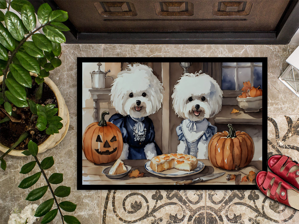Bichon Frise Fall Kitchen Pumpkins Doormat Indoor Outdoor 24H X 36W Front Door Mat Rugs for Entryway, Non Slip Washable Low Pile,