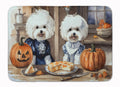 Bichon Frise Fall Kitchen Pumpkins Memory Foam Kitchen Mat Machine Washable Anti-Fatigue Cushion Comfort Bath or Kitchen Rug