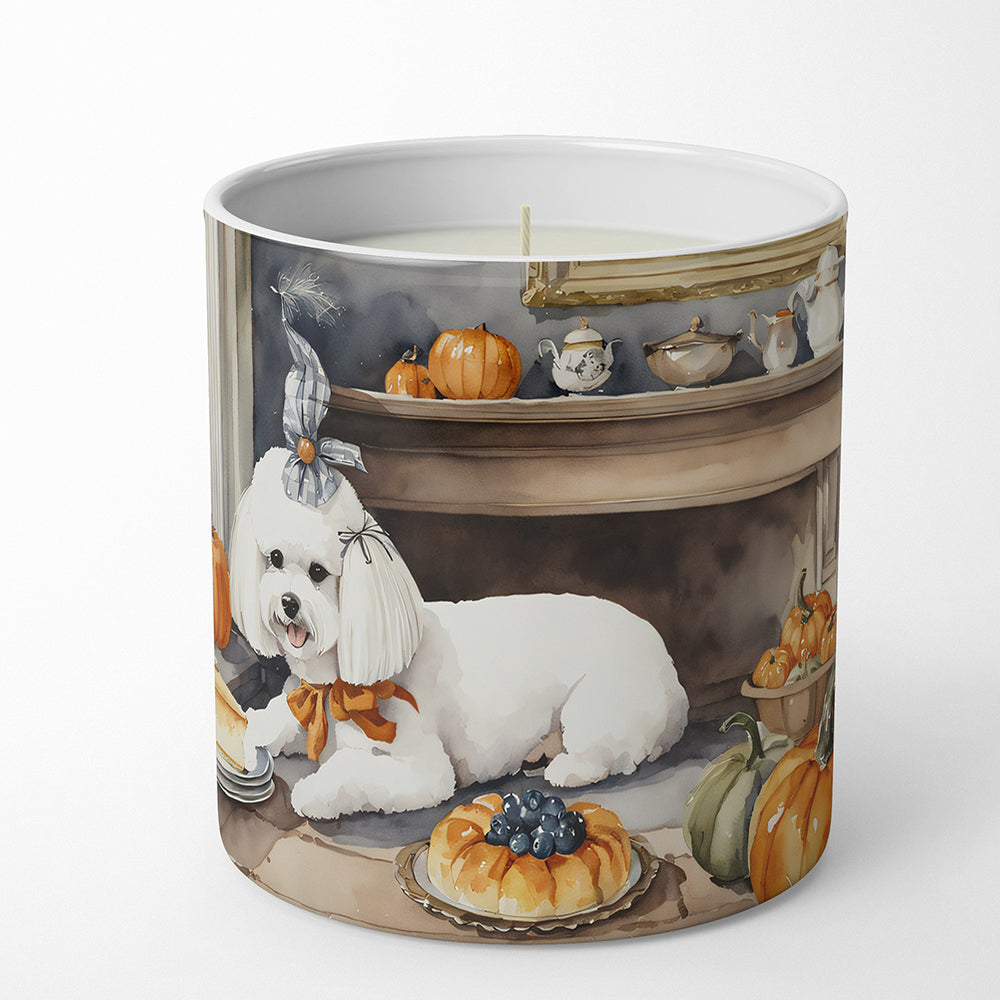 Bichon Frise Fall Kitchen Pumpkins Decorative Soy Candle Nature Soy Wax Essential Oil Home Decor Ideal for Bedroom Kitchen Bath Office Gift, 10 oz