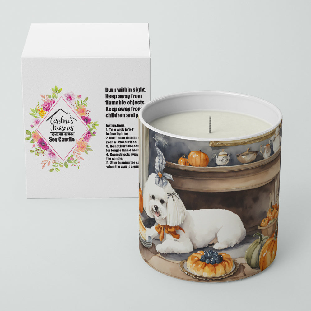 Bichon Frise Fall Kitchen Pumpkins Decorative Soy Candle Nature Soy Wax Essential Oil Home Decor Ideal for Bedroom Kitchen Bath Office Gift, 10 oz