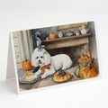 Bichon Frise Fall Kitchen Pumpkins Greeting Cards Pack of 8 Blank Cards with Envelopes Whimsical A7 Size 5x7