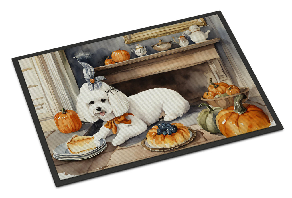 Bichon Frise Fall Kitchen Pumpkins Doormat Indoor Outdoor 24H X 36W Front Door Mat Rugs for Entryway, Non Slip Washable Low Pile,