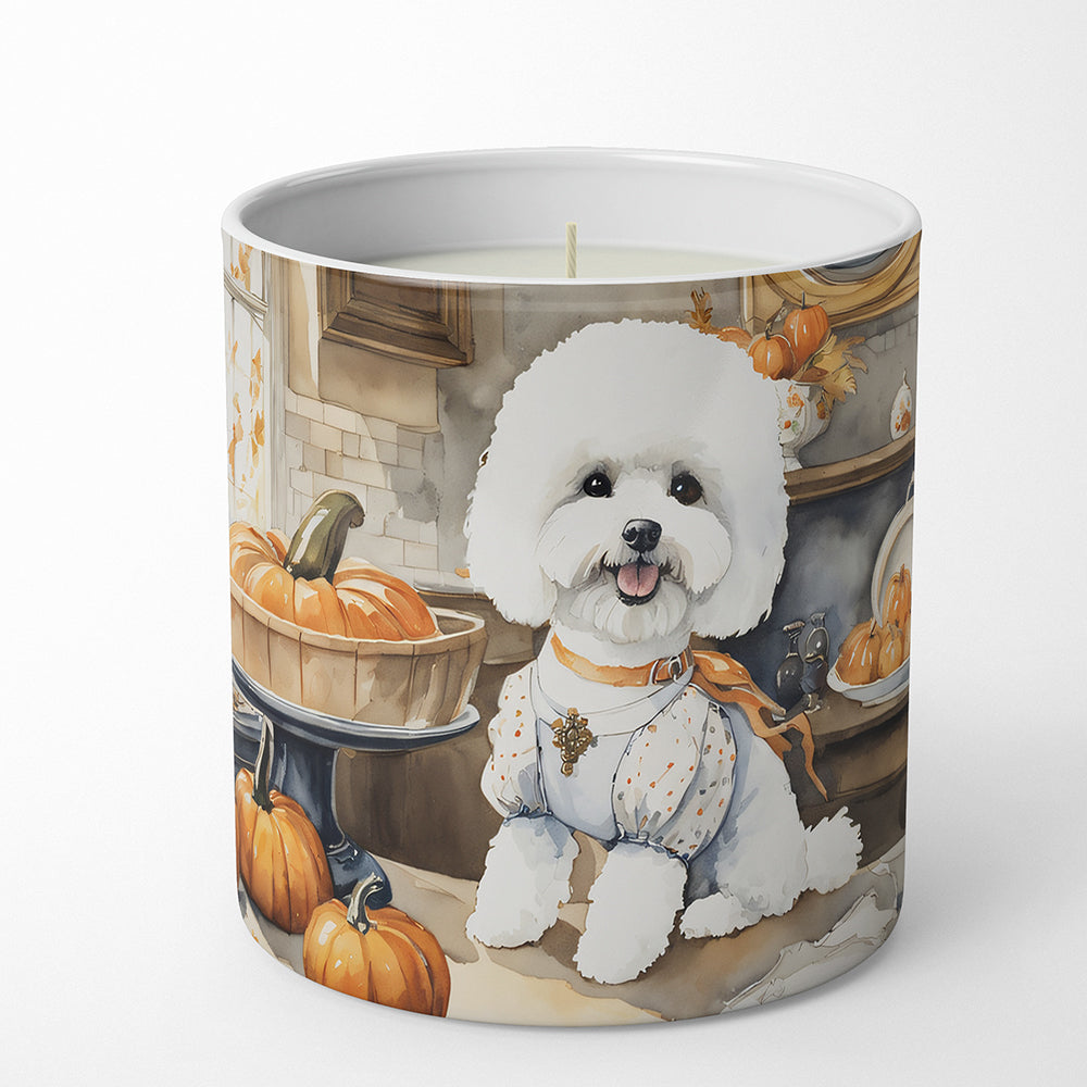 Bichon Frise Fall Kitchen Pumpkins Decorative Soy Candle Nature Soy Wax Essential Oil Home Decor Ideal for Bedroom Kitchen Bath Office Gift, 10 oz