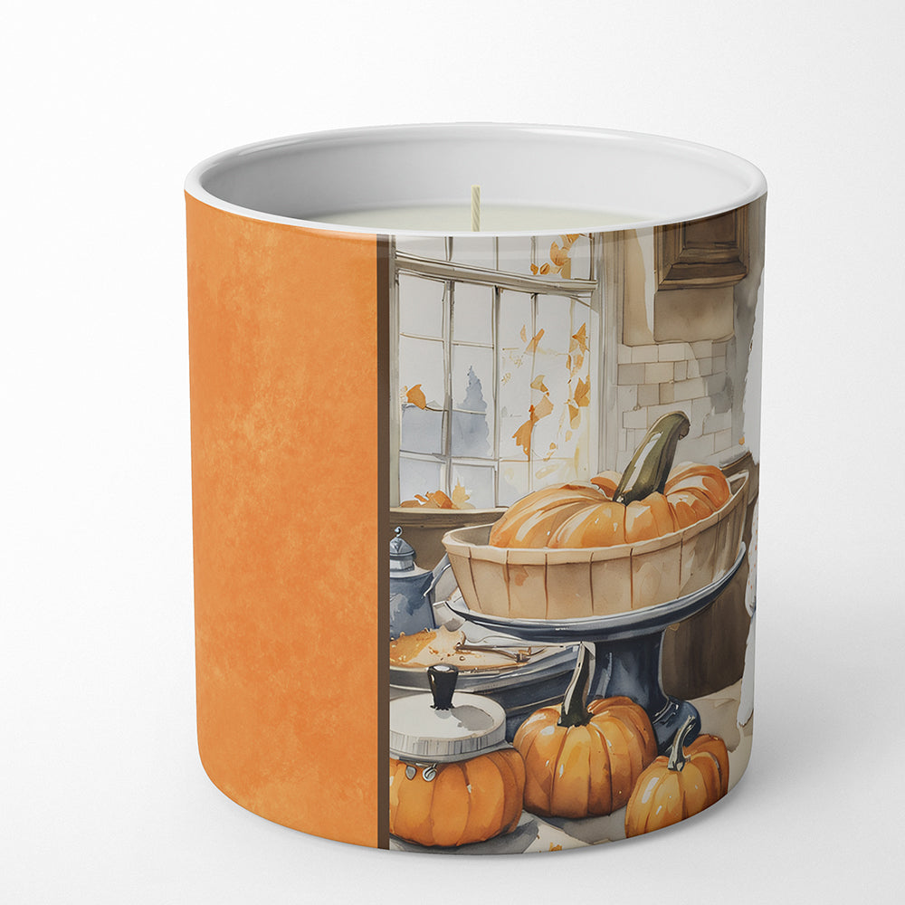 Bichon Frise Fall Kitchen Pumpkins Decorative Soy Candle Nature Soy Wax Essential Oil Home Decor Ideal for Bedroom Kitchen Bath Office Gift, 10 oz