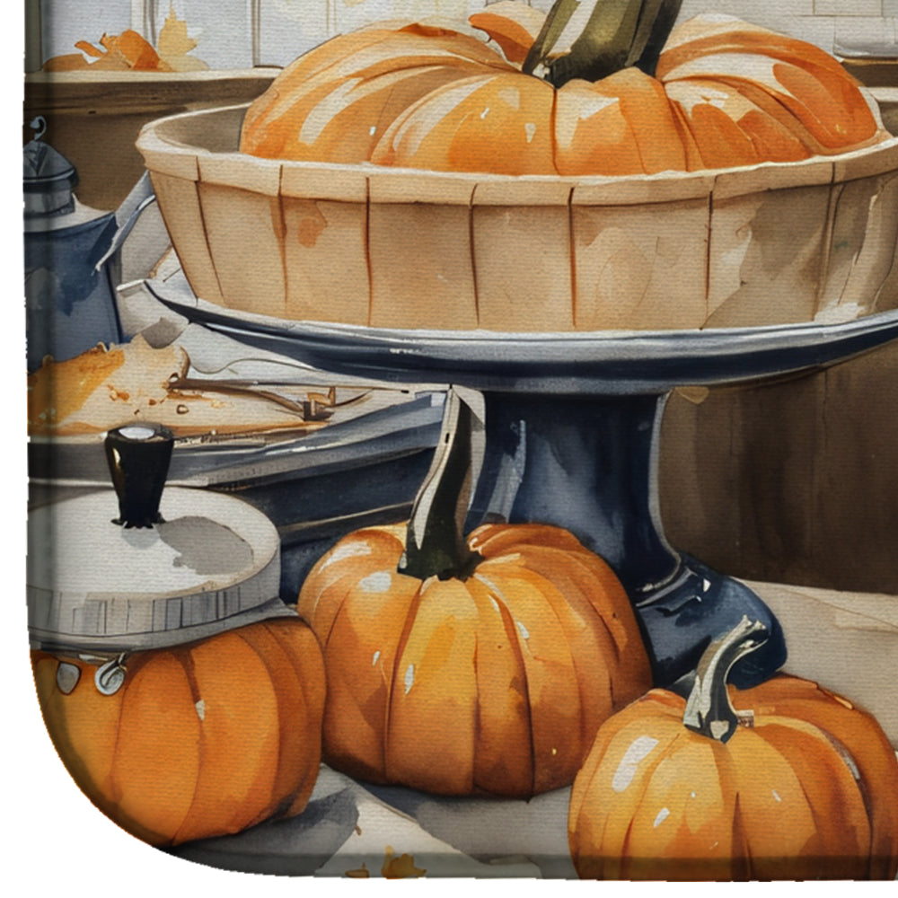 Bichon Frise Fall Kitchen Pumpkins Dish Drying Mat Absorbent Dish Drying Mat Pad for Kitchen Counter Dish Drainer Mat for Countertop, 14 x 21", Multicolor