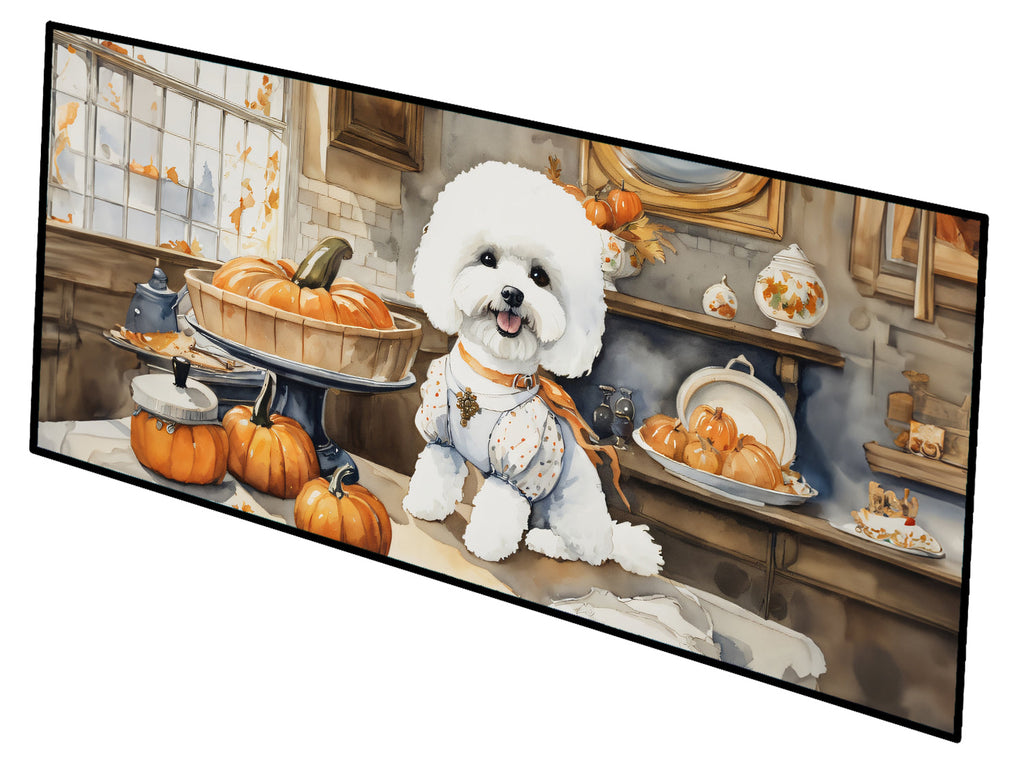 Bichon Frise Fall Kitchen Pumpkins Runner Mat 28x58 Front Door Mat Indoor Outdoor Rugs for Entryway Hallway Foyer Non Slip Washable Wide Doormat