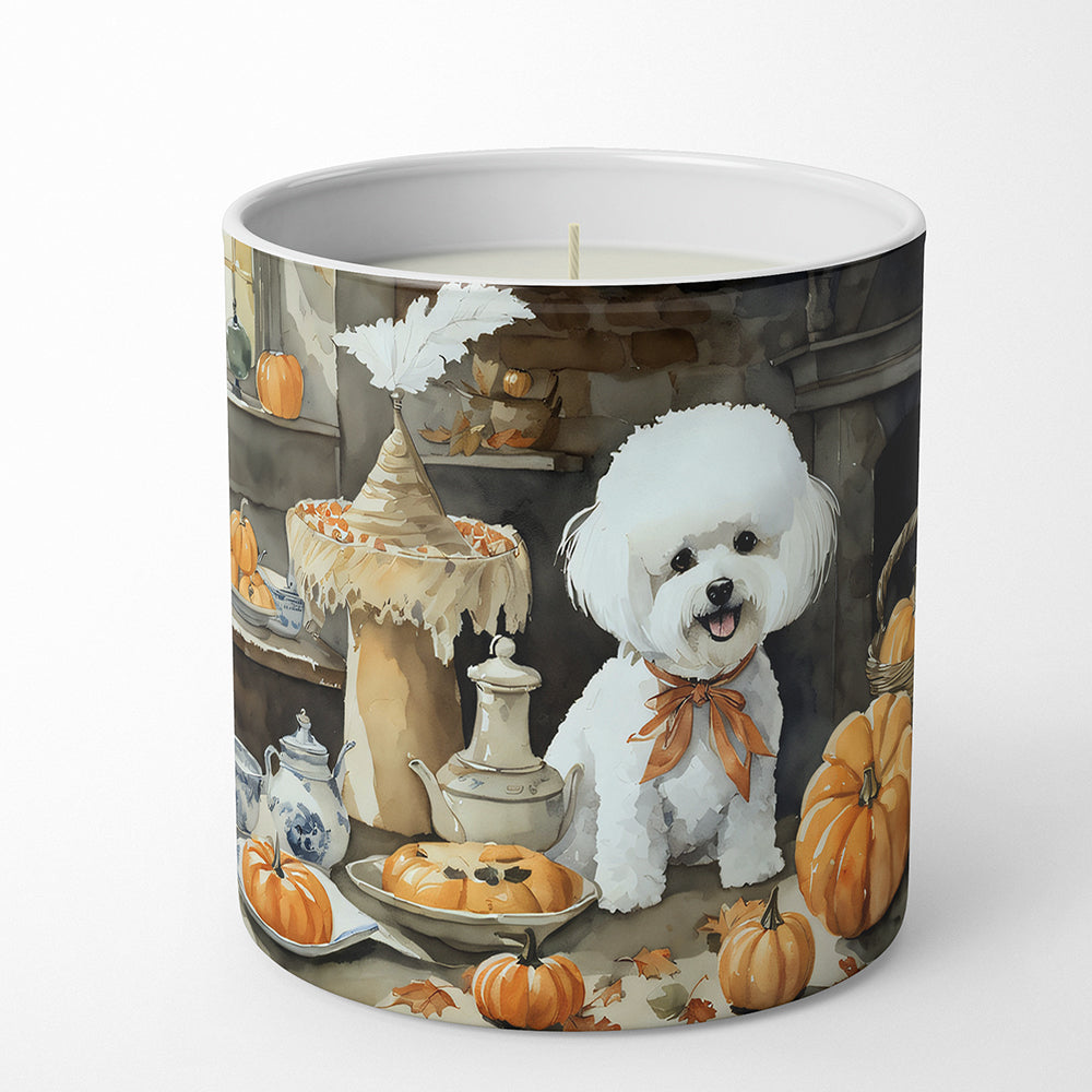 Bichon Frise Fall Kitchen Pumpkins Decorative Soy Candle Nature Soy Wax Essential Oil Home Decor Ideal for Bedroom Kitchen Bath Office Gift, 10 oz