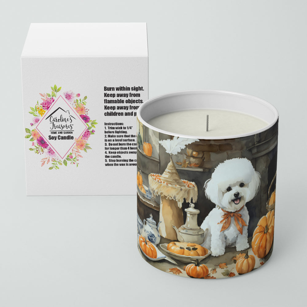 Bichon Frise Fall Kitchen Pumpkins Decorative Soy Candle Nature Soy Wax Essential Oil Home Decor Ideal for Bedroom Kitchen Bath Office Gift, 10 oz