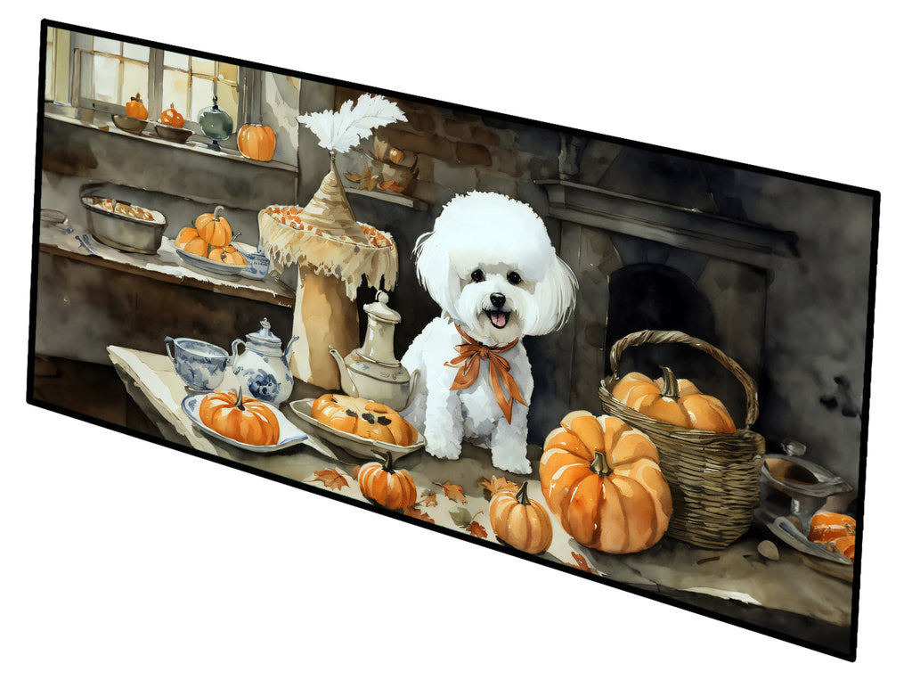 Bichon Frise Fall Kitchen Pumpkins Runner Mat 28x58 Front Door Mat Indoor Outdoor Rugs for Entryway Hallway Foyer Non Slip Washable Wide Doormat