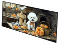 Bichon Frise Fall Kitchen Pumpkins Runner Mat 28x58 Front Door Mat Indoor Outdoor Rugs for Entryway Hallway Foyer Non Slip Washable Wide Doormat