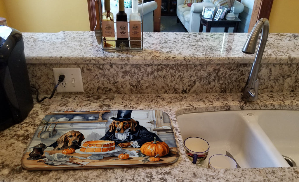 Bloodhound Fall Kitchen Pumpkins Dish Drying Mat Absorbent Dish Drying Mat Pad for Kitchen Counter Dish Drainer Mat for Countertop, 14 x 21", Multicolor