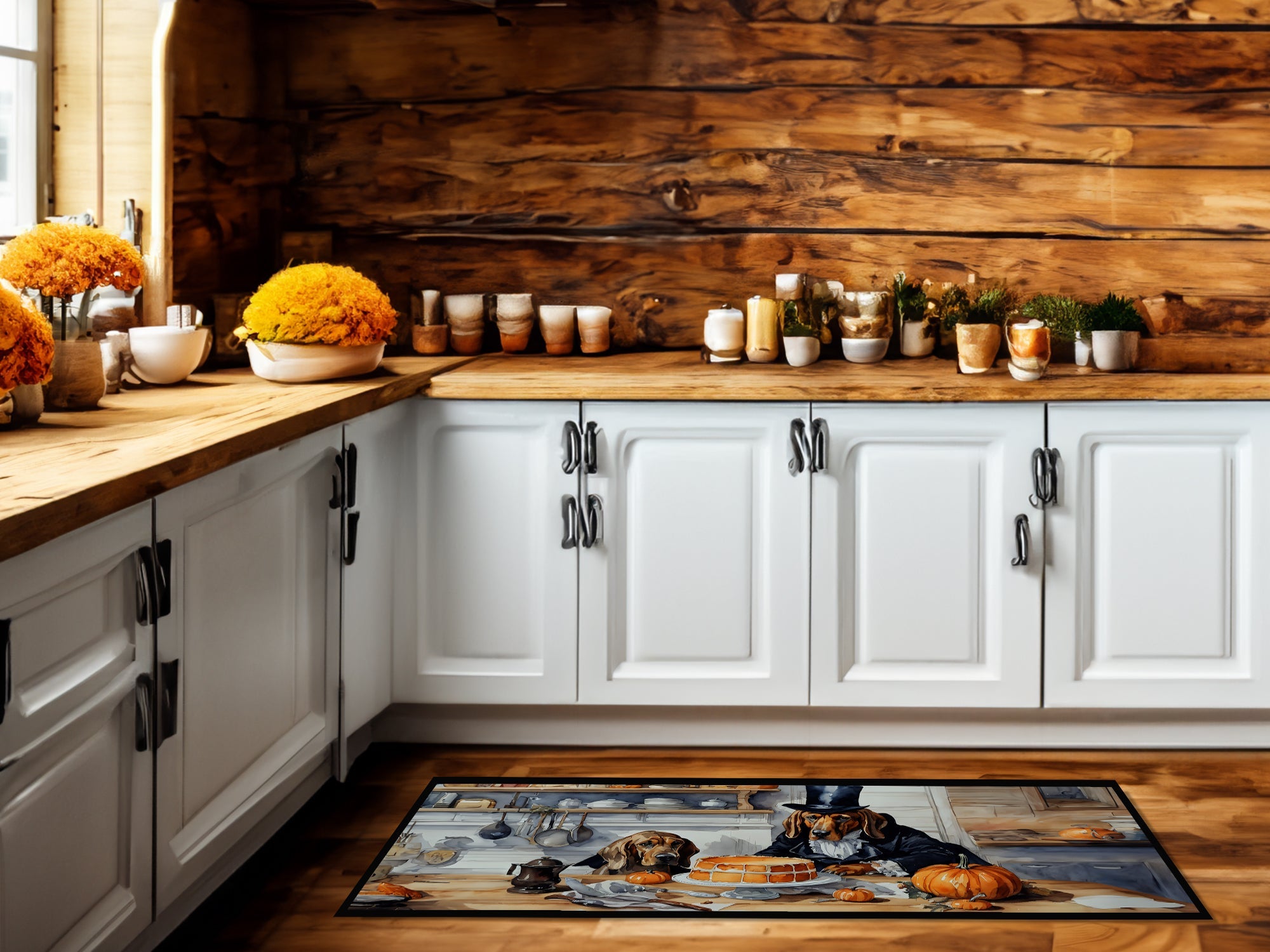 Bloodhound Fall Kitchen Pumpkins Runner Mat 28x58 Front Door Mat Indoor Outdoor Rugs for Entryway Hallway Foyer Non Slip Washable Wide Doormat