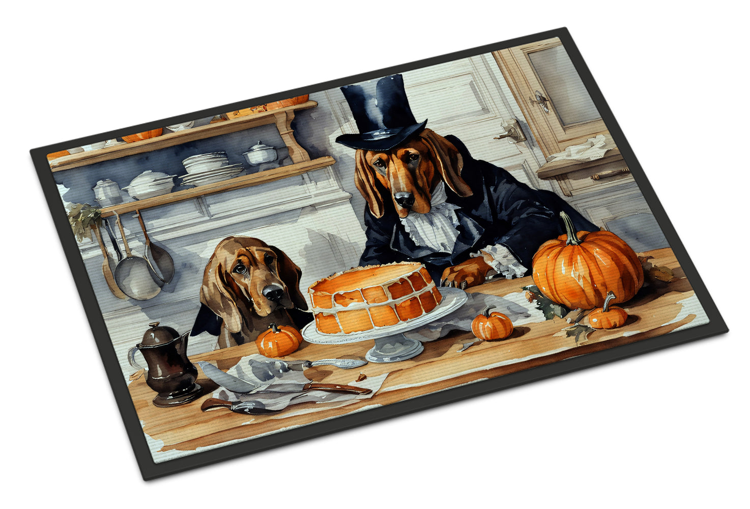 Bloodhound Fall Kitchen Pumpkins Doormat Indoor Outdoor 24H X 36W Front Door Mat Rugs for Entryway, Non Slip Washable Low Pile,
