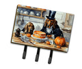 Bloodhound Fall Kitchen Pumpkins Leash or Key Holder Wall Hooks, Coat Rack Wall Mount, for Hanging Keys, Towels, Aprons, Leashes