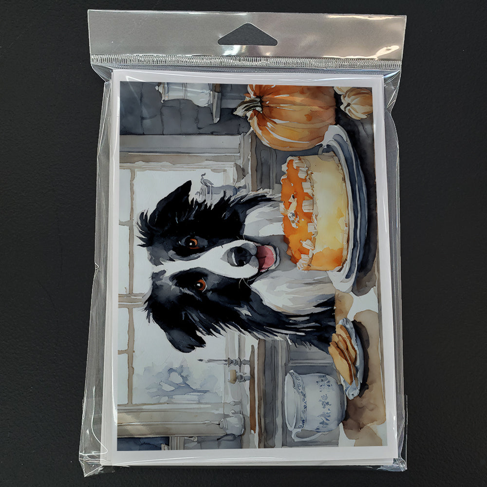 Border Collie Fall Kitchen Pumpkins Greeting Cards Pack of 8 Blank Cards with Envelopes Whimsical A7 Size 5x7