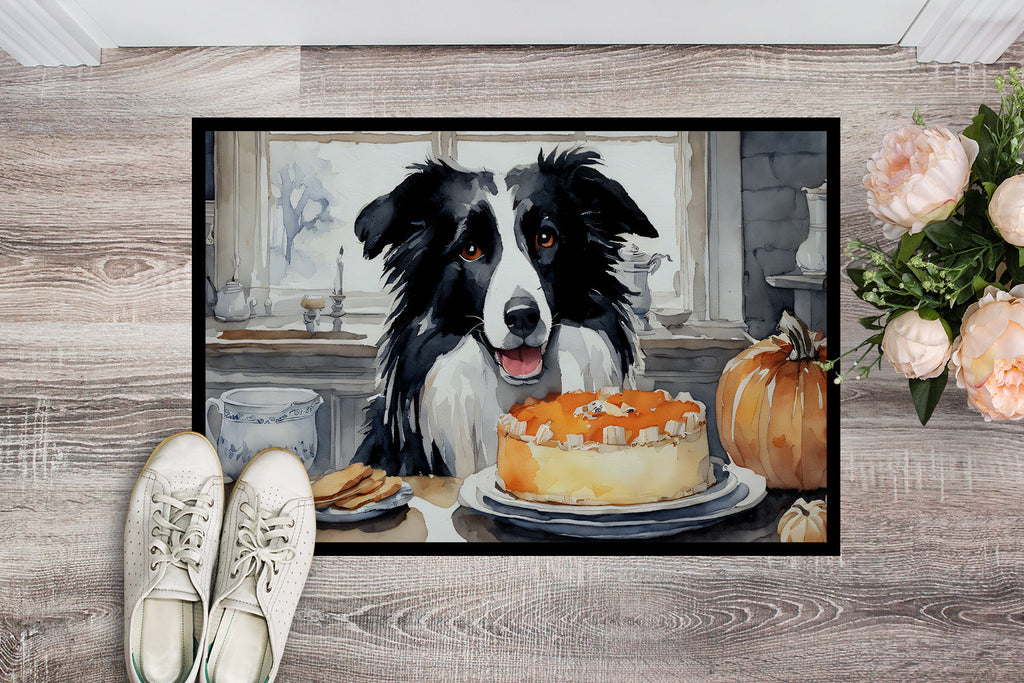 Border Collie Fall Kitchen Pumpkins Doormat Indoor Outdoor 18H X 27W Front Door Mat Rugs for Entryway, Non Slip Washable