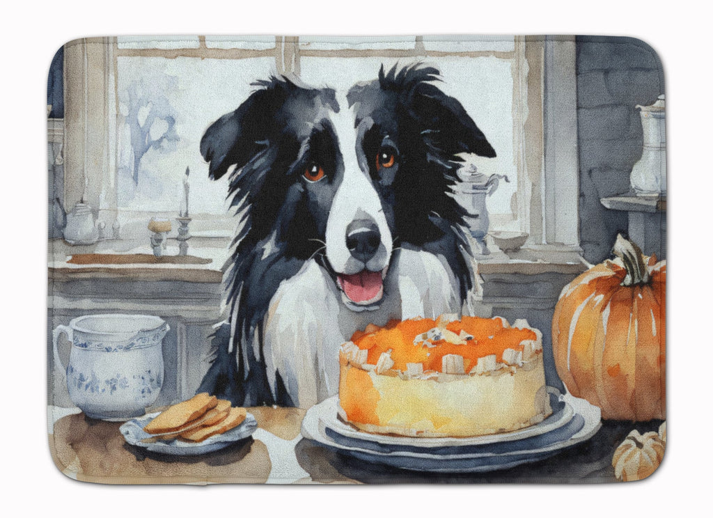 Border Collie Fall Kitchen Pumpkins Memory Foam Kitchen Mat Machine Washable Anti-Fatigue Cushion Comfort Bath or Kitchen Rug