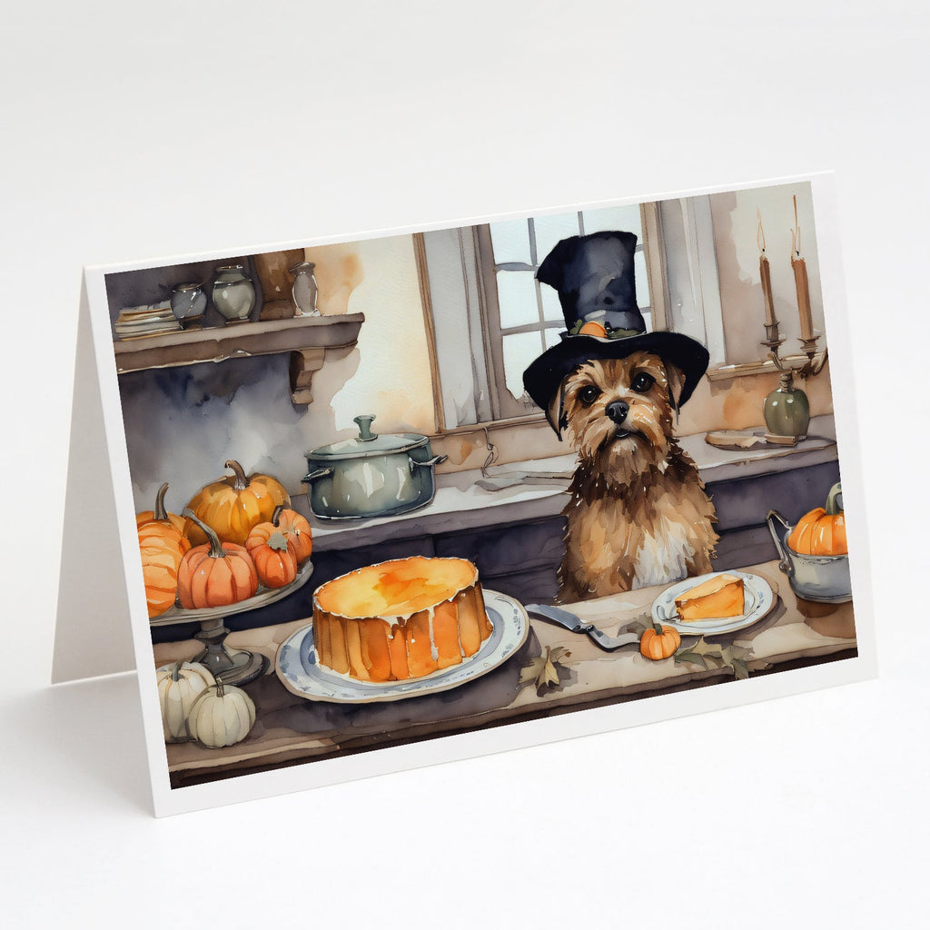 Border Terrier Fall Kitchen Pumpkins Greeting Cards Pack of 8 Blank Cards with Envelopes Whimsical A7 Size 5x7