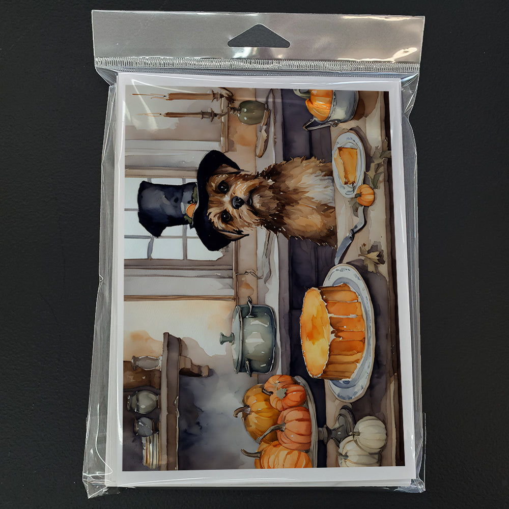 Border Terrier Fall Kitchen Pumpkins Greeting Cards Pack of 8 Blank Cards with Envelopes Whimsical A7 Size 5x7