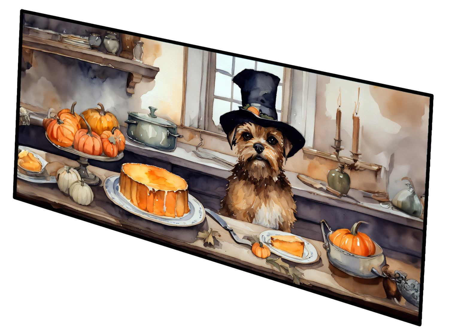 Border Terrier Fall Kitchen Pumpkins Runner Mat 28x58 Front Door Mat Indoor Outdoor Rugs for Entryway Hallway Foyer Non Slip Washable Wide Doormat