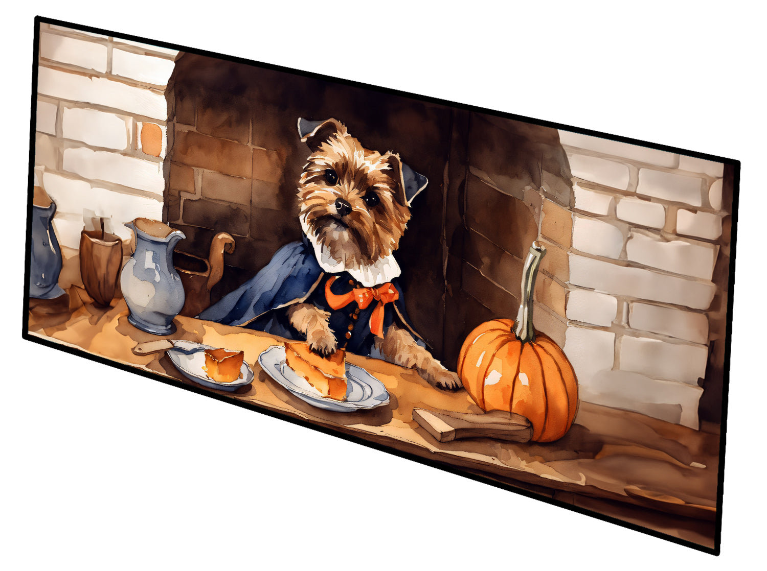 Border Terrier Fall Kitchen Pumpkins Runner Mat 28x58 Front Door Mat Indoor Outdoor Rugs for Entryway Hallway Foyer Non Slip Washable Wide Doormat