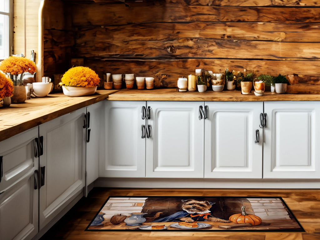 Border Terrier Fall Kitchen Pumpkins Runner Mat 28x58 Front Door Mat Indoor Outdoor Rugs for Entryway Hallway Foyer Non Slip Washable Wide Doormat