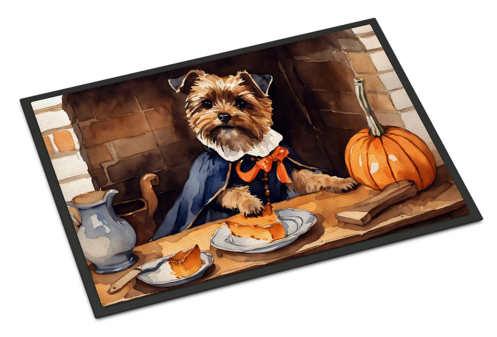 Border Terrier Fall Kitchen Pumpkins Doormat Indoor Outdoor 24H X 36W Front Door Mat Rugs for Entryway, Non Slip Washable Low Pile,