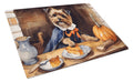 Border Terrier Fall Kitchen Pumpkins Cutting Board Tempered Glass Kitchen Cutting Surface, Heat Resistant Chopping, Non-Slip Feet, Food Prep & Serving
