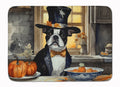 Boston Terrier Fall Kitchen Pumpkins Memory Foam Kitchen Mat Machine Washable Anti-Fatigue Cushion Comfort Bath or Kitchen Rug