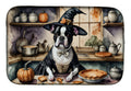 Boston Terrier Fall Kitchen Pumpkins Dish Drying Mat Absorbent Dish Drying Mat Pad for Kitchen Counter Dish Drainer Mat for Countertop, 14 x 21", Multicolor