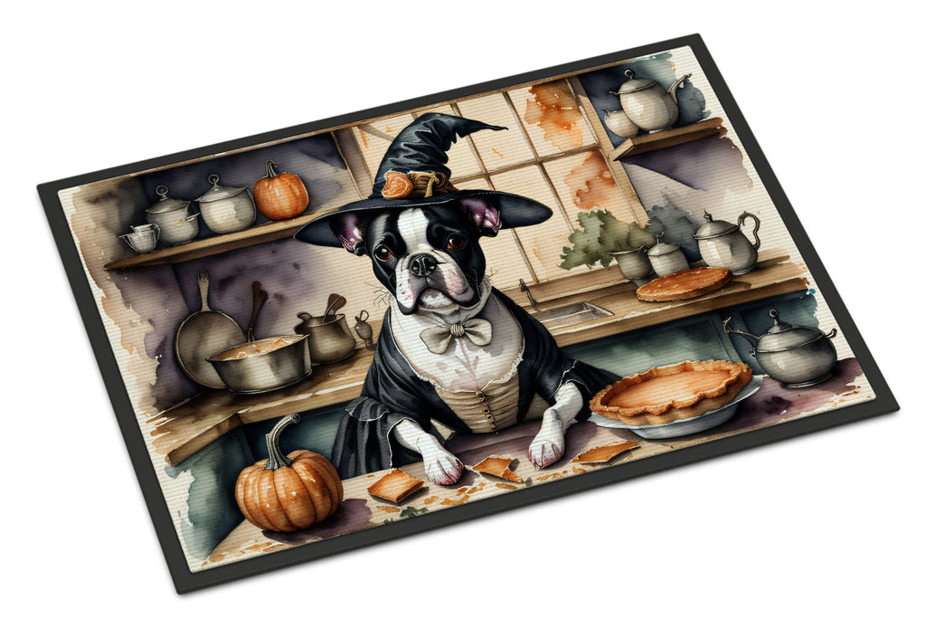 Boston Terrier Fall Kitchen Pumpkins Doormat Indoor Outdoor 24H X 36W Front Door Mat Rugs for Entryway, Non Slip Washable Low Pile,