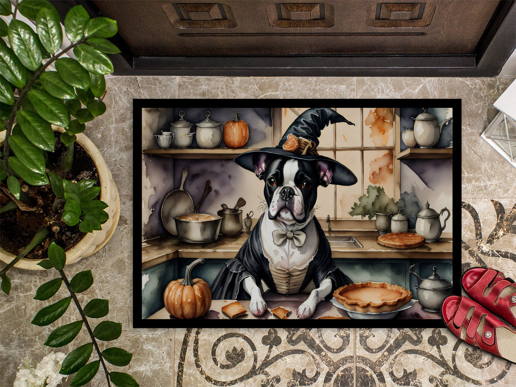 Boston Terrier Fall Kitchen Pumpkins Doormat Indoor Outdoor 24H X 36W Front Door Mat Rugs for Entryway, Non Slip Washable Low Pile,