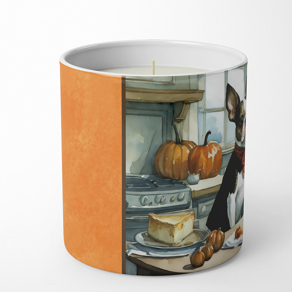 Boston Terrier Fall Kitchen Pumpkins Decorative Soy Candle Nature Soy Wax Essential Oil Home Decor Ideal for Bedroom Kitchen Bath Office Gift, 10 oz