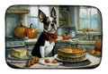 Boston Terrier Fall Kitchen Pumpkins Dish Drying Mat Absorbent Dish Drying Mat Pad for Kitchen Counter Dish Drainer Mat for Countertop, 14 x 21", Multicolor