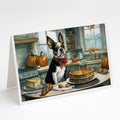 Boston Terrier Fall Kitchen Pumpkins Greeting Cards Pack of 8 Blank Cards with Envelopes Whimsical A7 Size 5x7