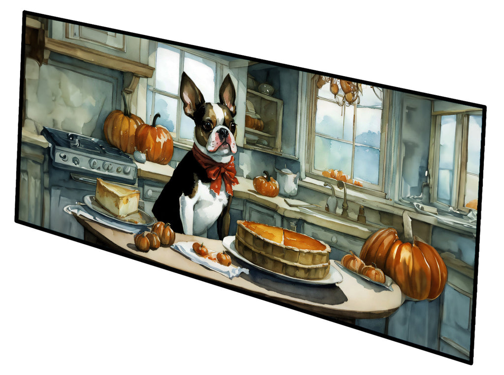 Boston Terrier Fall Kitchen Pumpkins Runner Mat 28x58 Front Door Mat Indoor Outdoor Rugs for Entryway Hallway Foyer Non Slip Washable Wide Doormat