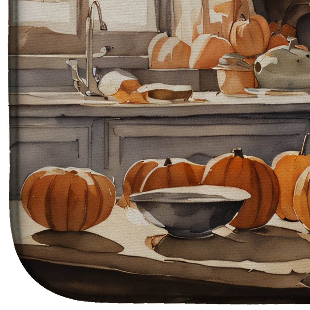 Boxer Fall Kitchen Pumpkins Dish Drying Mat Absorbent Dish Drying Mat Pad for Kitchen Counter Dish Drainer Mat for Countertop, 14 x 21", Multicolor