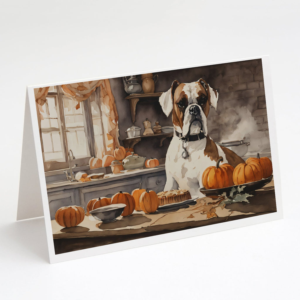 Boxer Fall Kitchen Pumpkins Greeting Cards Pack of 8 Blank Cards with Envelopes Whimsical A7 Size 5x7