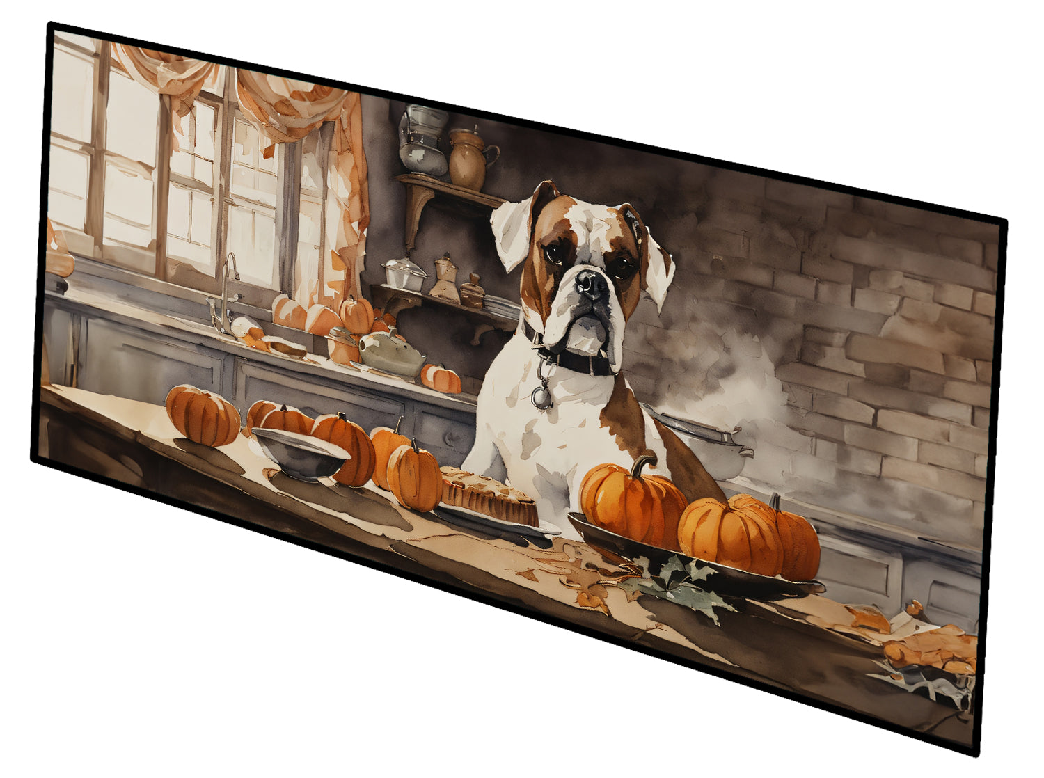 Boxer Fall Kitchen Pumpkins Runner Mat 28x58 Front Door Mat Indoor Outdoor Rugs for Entryway Hallway Foyer Non Slip Washable Wide Doormat