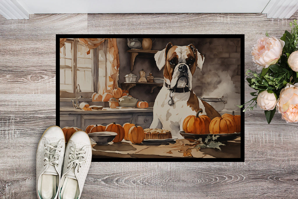 Boxer Fall Kitchen Pumpkins Doormat Indoor Outdoor 24H X 36W Front Door Mat Rugs for Entryway, Non Slip Washable Low Pile,