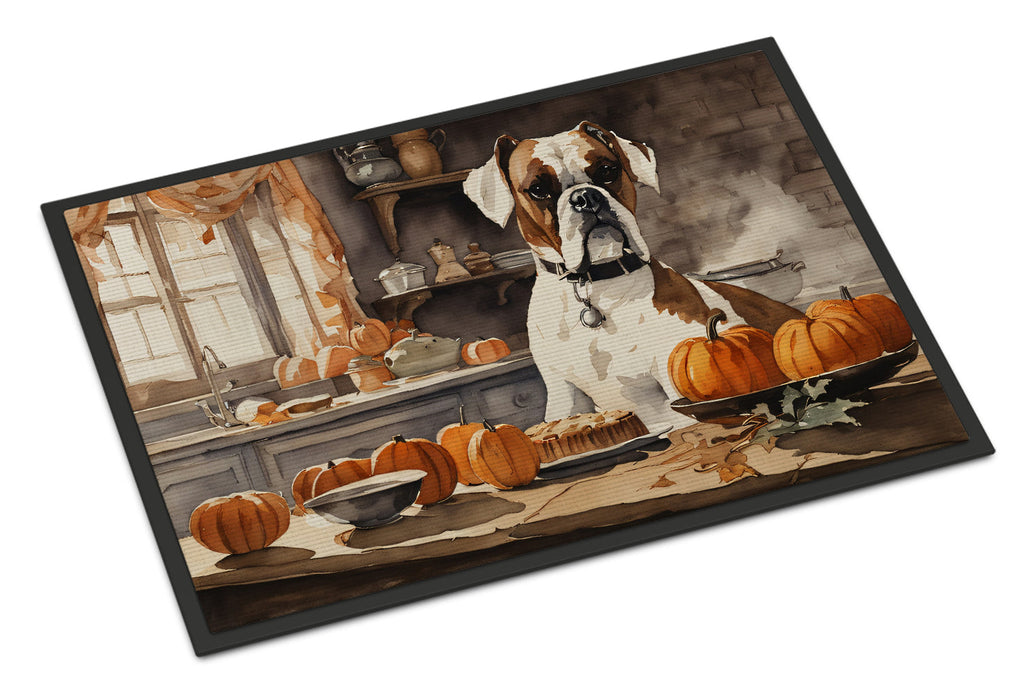 Boxer Fall Kitchen Pumpkins Doormat Indoor Outdoor 18H X 27W Front Door Mat Rugs for Entryway, Non Slip Washable