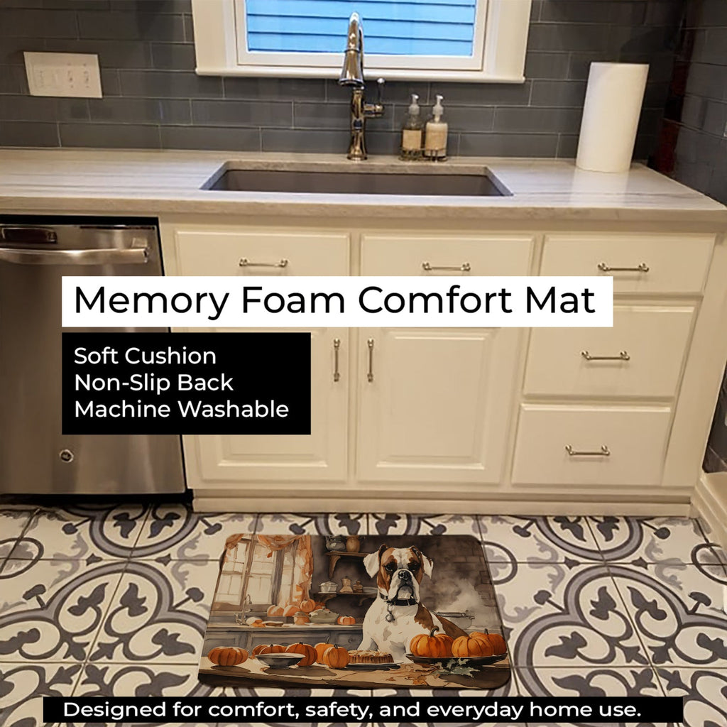 Boxer Fall Kitchen Pumpkins Memory Foam Kitchen Mat Machine Washable Anti-Fatigue Cushion Comfort Bath or Kitchen Rug