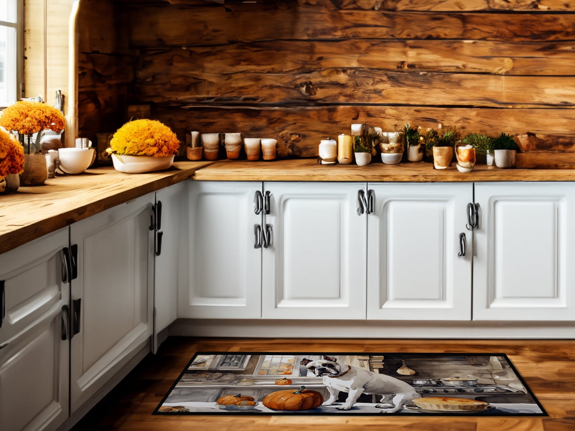 Boxer Fall Kitchen Pumpkins Runner Mat 28x58 Front Door Mat Indoor Outdoor Rugs for Entryway Hallway Foyer Non Slip Washable Wide Doormat
